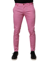 Dolce & Gabbana Pink Cotton Slim Fit Men Dress Formal Pants -   -  Dolce & Gabbana.